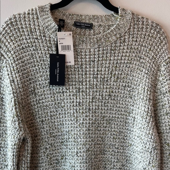 Saks Fifth Avenue Cream/Green Crewneck Sweater - Picture 4 of 7
